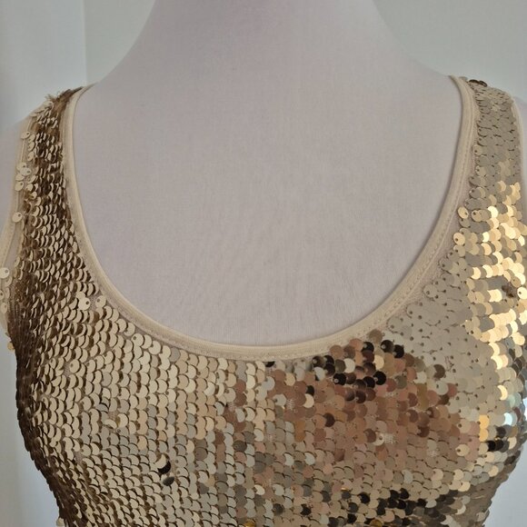 Sequinned Sleeveless Top with Mesh Back M - Picture 7 of 10